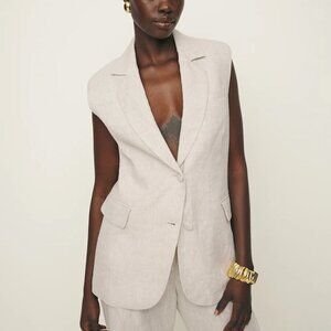 Reformation Clark Linen Vest Natural - Size L